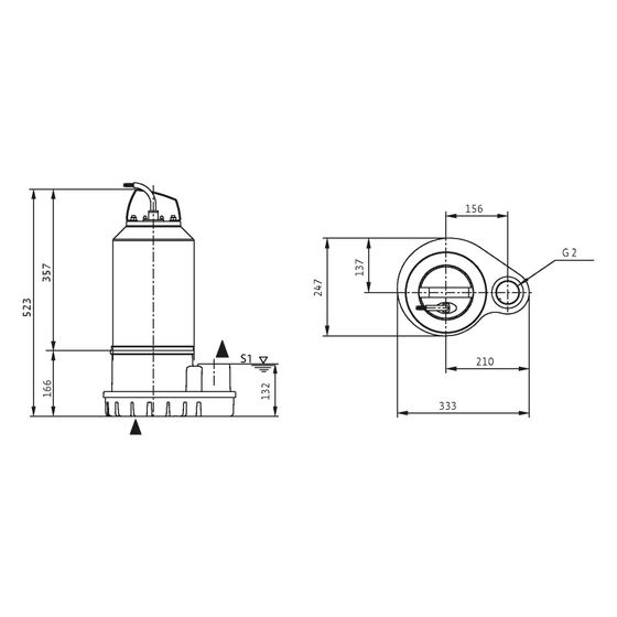 Wilo Padus UNI Schmutzwasser-Tauchmotorpumpe M05K/T025-540/O, 400V, G 2