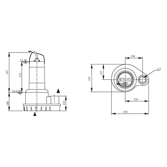 Wilo Padus UNI Schmutzwasser-Tauchmotorpumpe M05A/M15-523/VA, 230V, G 2