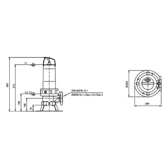Wilo Rexa FIT Abwasser-Tauchmotorpumpe V05-126A/21T015-540/O, 400V, PN 10, DN 50, 1,5kW