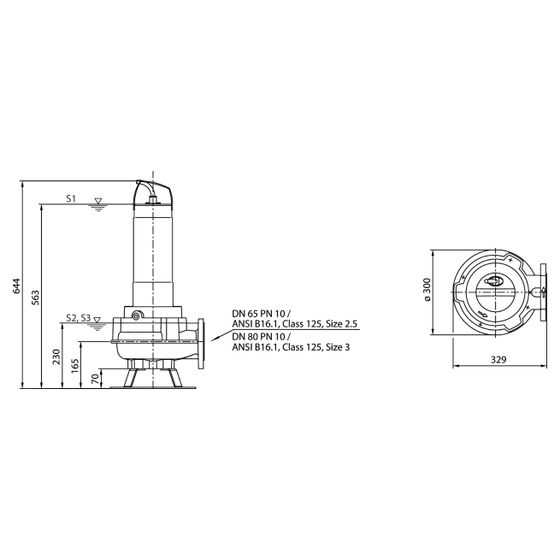 Wilo Rexa FIT Abwasser-Tauchmotorpumpe V06-623A/41T015-540/O, 400V, PN 10, DN 65/80, 1,5kW