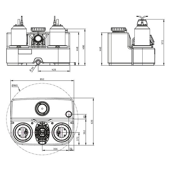 Wilo DrainLift SANI-L Abwasser-Hebeanlage 21/T540/4C-CEE, 400V, d. 110/160mm, DN 80, PN 0,5, 2,5kW