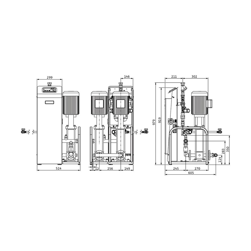 Wilo Sinum Druckhaltestation D80 mit Doppelpumpe, max. 16 bar, 400V... WILO-2198871 4048482837888 (Abb. 2)
