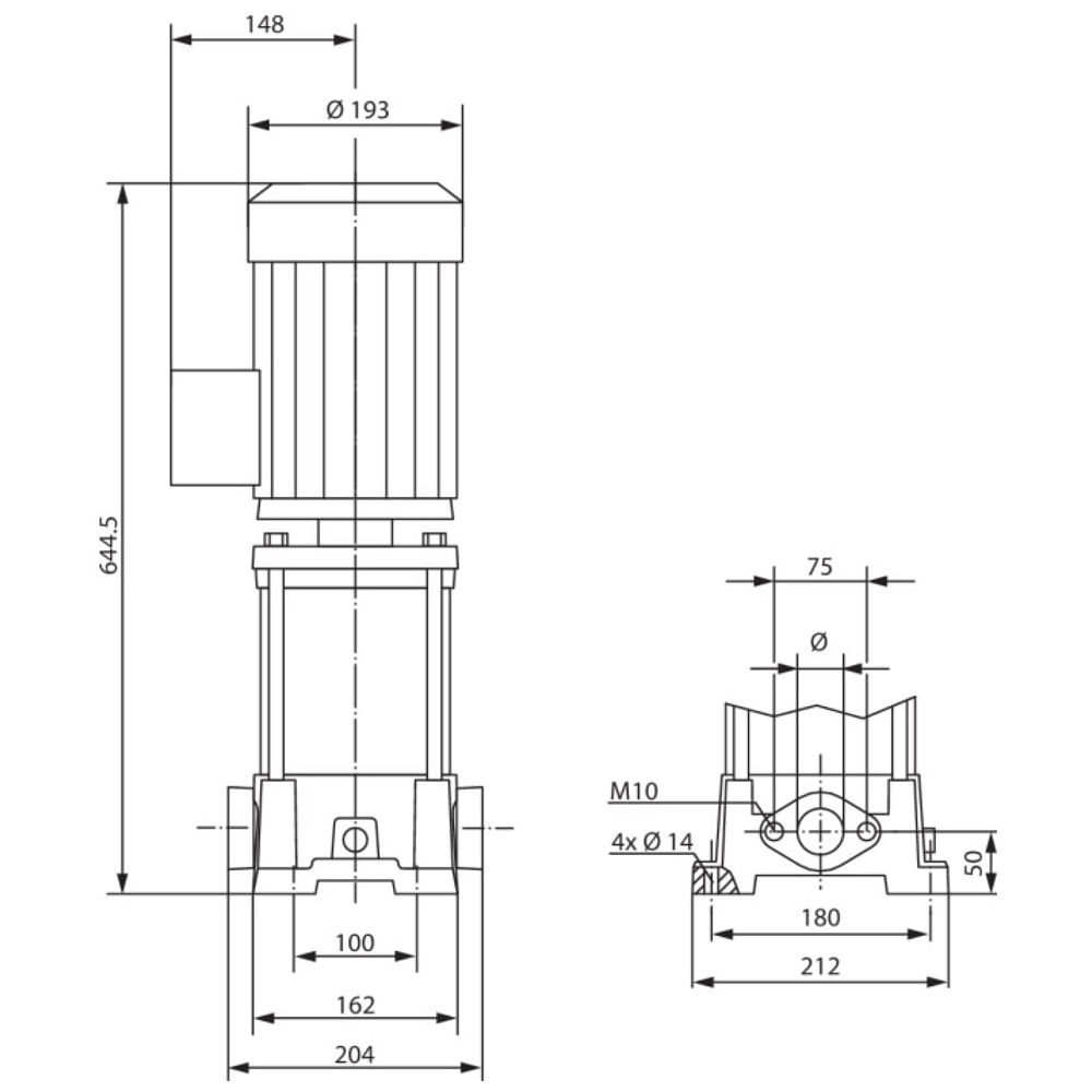 Wilo Hochdruck-Kreiselpumpe MVIL 310-16/E/3-400-50-2/IE3... WILO-4211066  (Abb. 3)