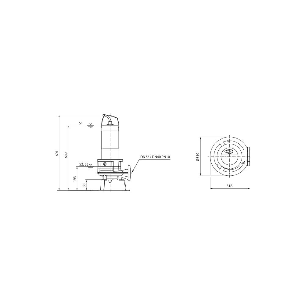 Wilo Abwasser-Tauchmotorpumpe Rexa CUT GI03.41/S-T25-2-540, 2,5kW... WILO-6080486 4048482702407 (Abb. 2)