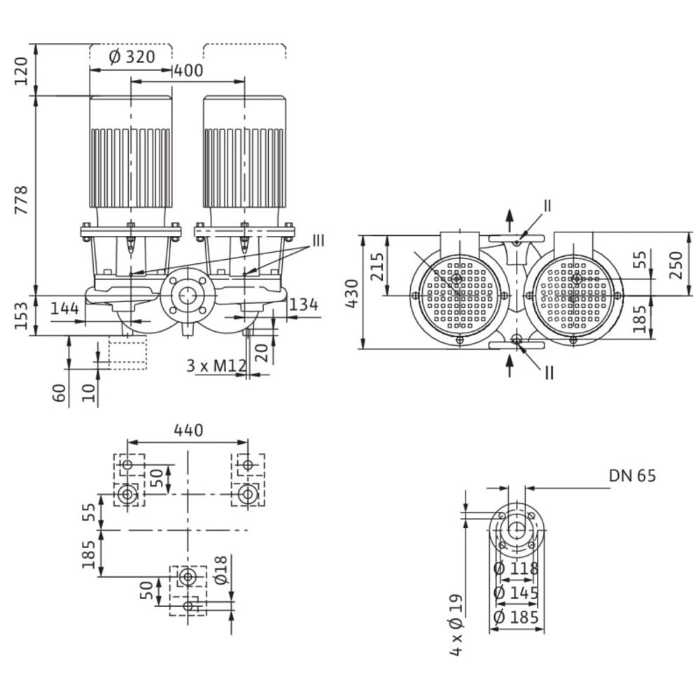 Wilo Trockenlaufer-Standard-Doppelpumpe DL 65/170-11/2, DN65, 3x400V ...