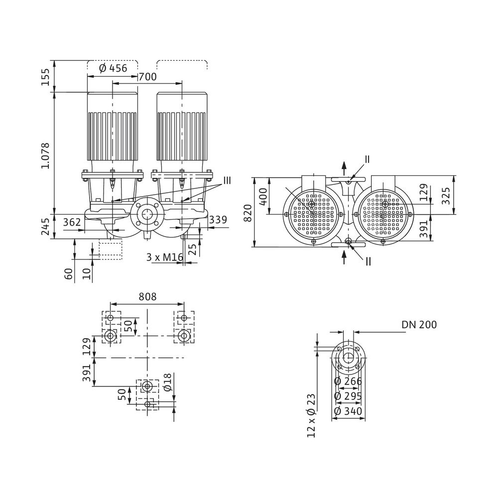 Wilo Trockenläufer-Standard-Doppelpumpe DL 200/300-37/4 DN200 3x400V 37kW... WILO-2142056 4048482447636 (Abb. 2)