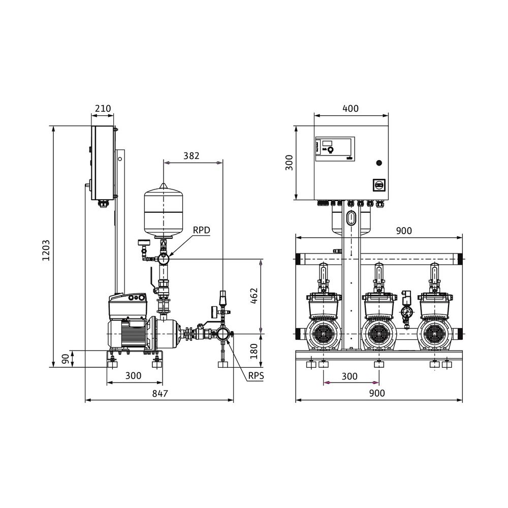 Wilo multi-pump system Comfort-Vario COR-3MHIE803-2G/ECe Rp 1” 1,1kW... WILO-2551659 4048482943251 (Abb. 2)