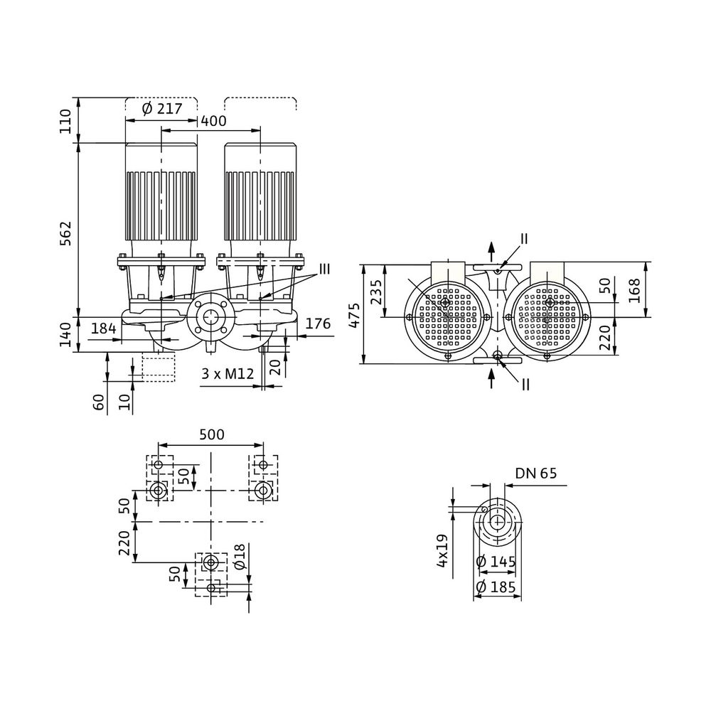 Wilo Trockenläufer-Standard-Doppelpumpe DL 65/250-3/4 DN65 3x400V 3kW... WILO-2120960 4048482218717 (Abb. 2)