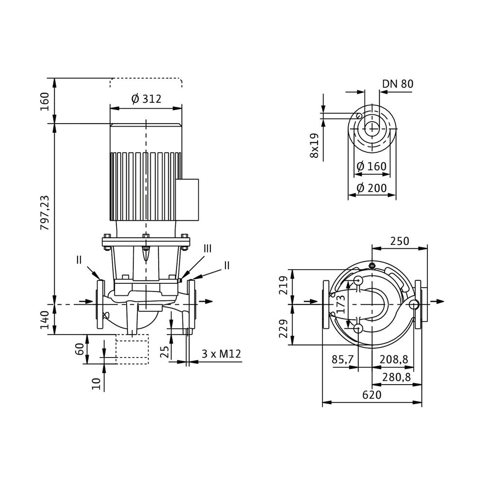 Wilo Trockenläufer-Standard-Einzelpumpe IL 80/315-15/4 DN80 15kW... WILO-2157048 4048482690001 (Abb. 2)