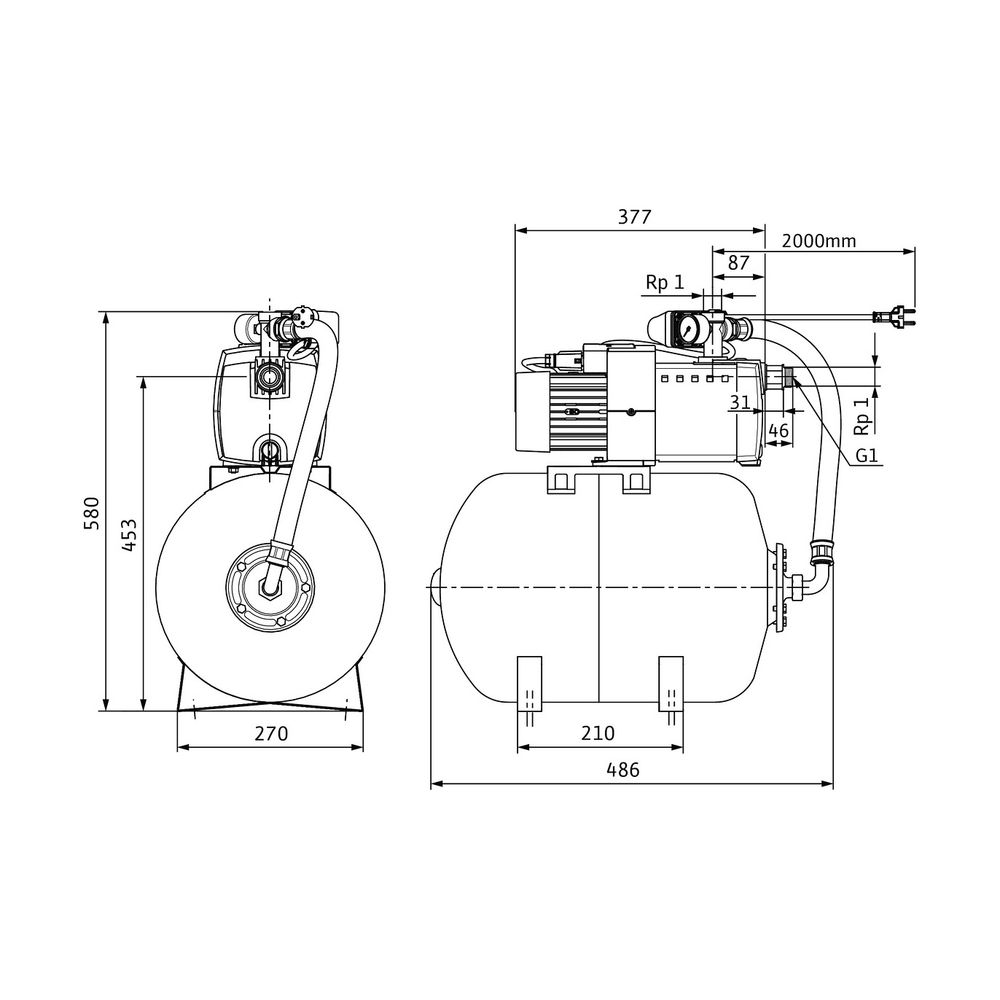 Wilo Hochdruck-Kreiselpumpe HiMulti 3 H 20-24 P Rp 1" 1x230V 400W... WILO-2550646 4048482901190 (Abb. 2)