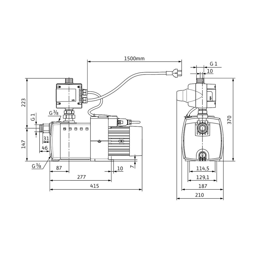 Wilo Hochdruck-Kreiselpumpe HiMulti 3 C 1-45 P G 1" 1x230V 800W... WILO-2543602 4048482503585 (Abb. 2)