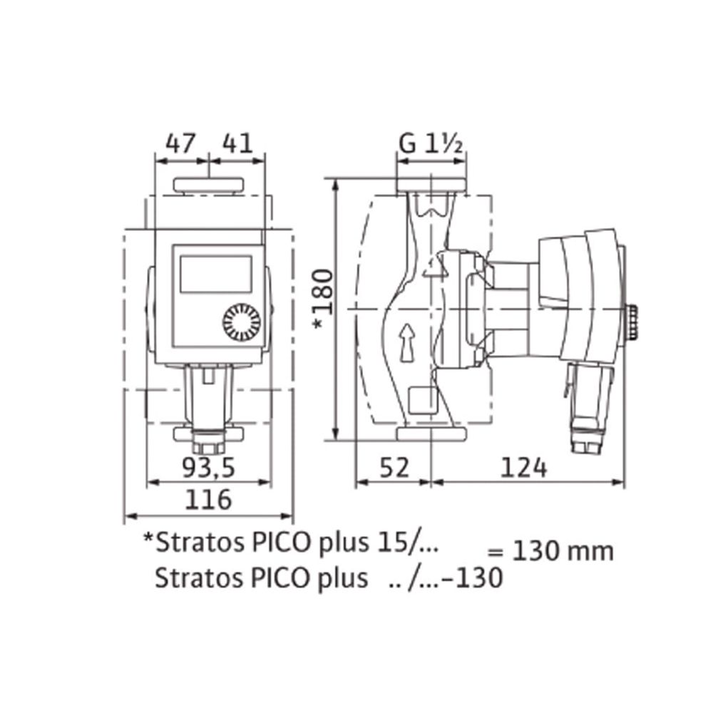 Wilo Nassläufer-Hocheffizienzpumpe Stratos PICO plus 25/1-4, Rp 1", 1x230V... WILO-4216609  (Abb. 5)