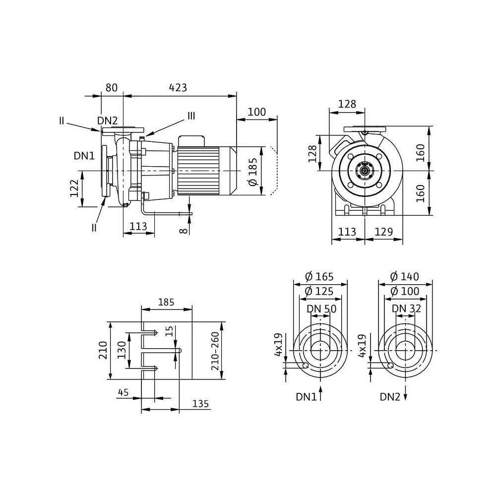 Wilo Trockenläufer-Blockpumpe BL32/170-0,75/4 DN50/DN32 750W... WILO-2121071 4048482221243 (Abb. 2)