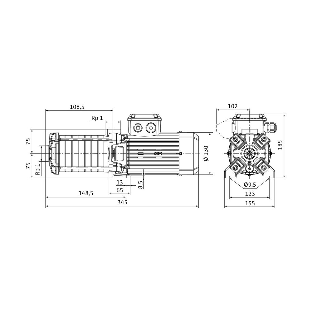 Wilo Hochdruck-Kreiselpumpe Medana CH1-LC.202-5,Rp 1” 1x230V 370W... WILO-4233356 4048482906317 (Abb. 2)