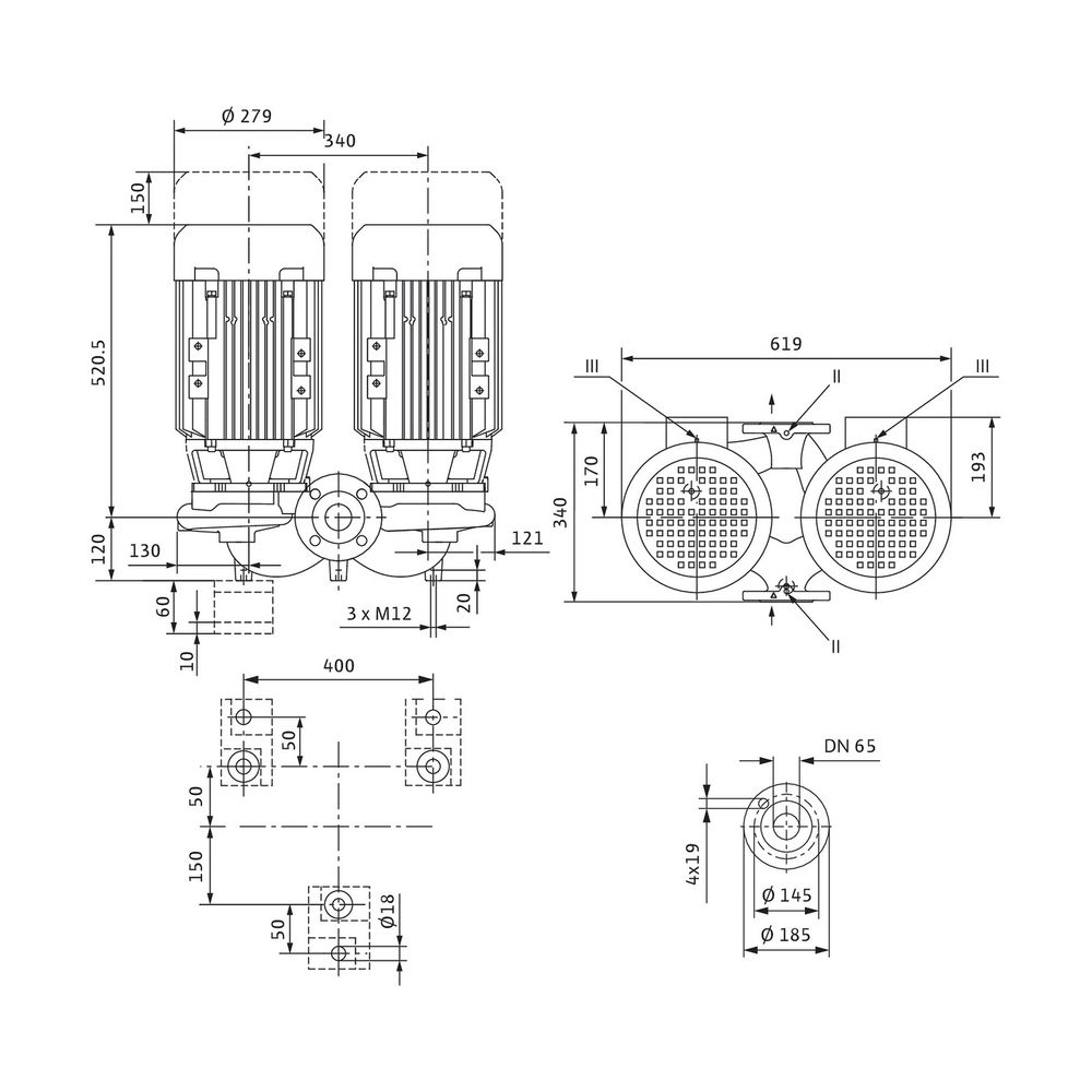 Wilo Trockenläufer-Standard-Doppelpumpe DPL 65/155-5,5/2 DN65 3x400V 5,5kW... WILO-2121266 4048482215495 (Abb. 2)