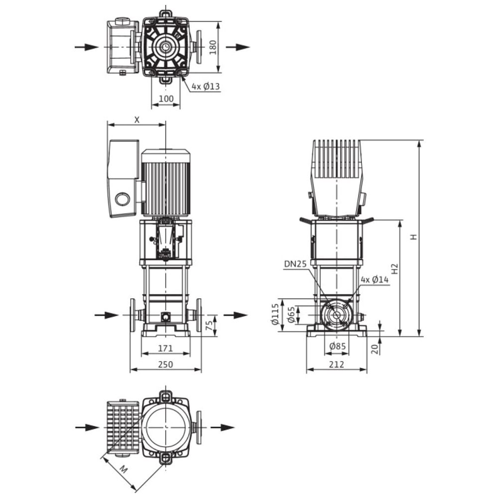 Wilo Hochdruck-Kreiselpumpe Helix VE 405-1/25/E/KS/M13, DN25, 230V... WILO-4204033  (Abb. 3)