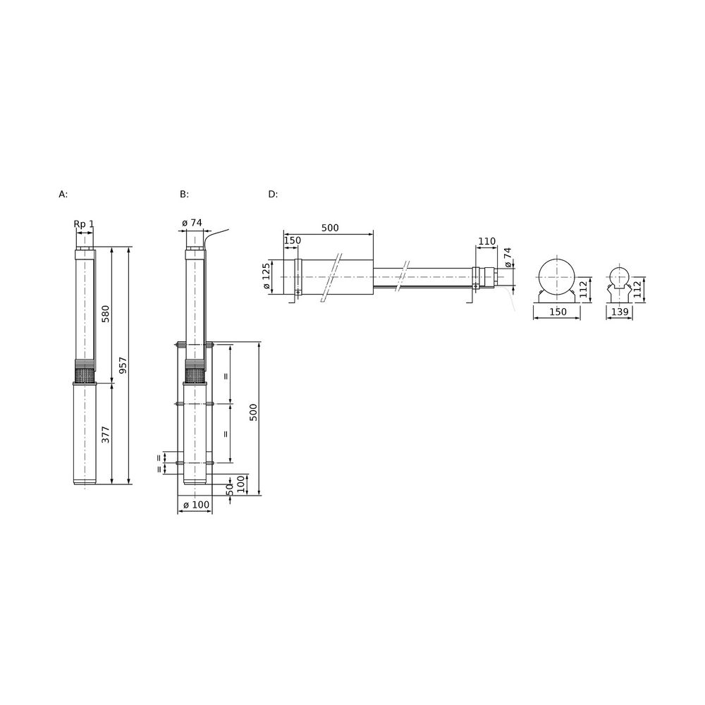 Wilo Unterwassermotor-Pumpe Sub TWU 3-0115,Rp 1” 1x230V 370W... WILO-4090889 4016322781837 (Abb. 2)