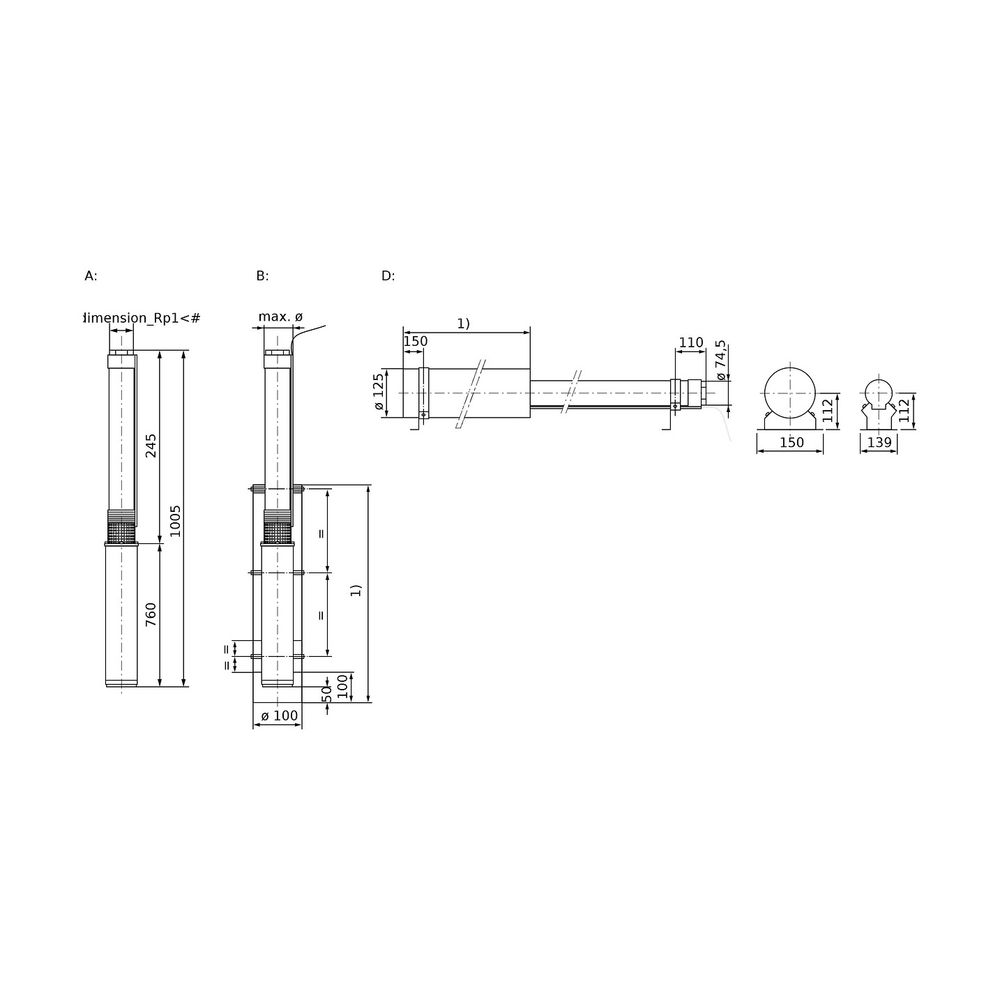 Wilo Unterwassermotor-Pumpe Sub TWU 3.02-02-HS-I Rp 1” 1x230V 600W... WILO-6064276 4048482213385 (Abb. 2)