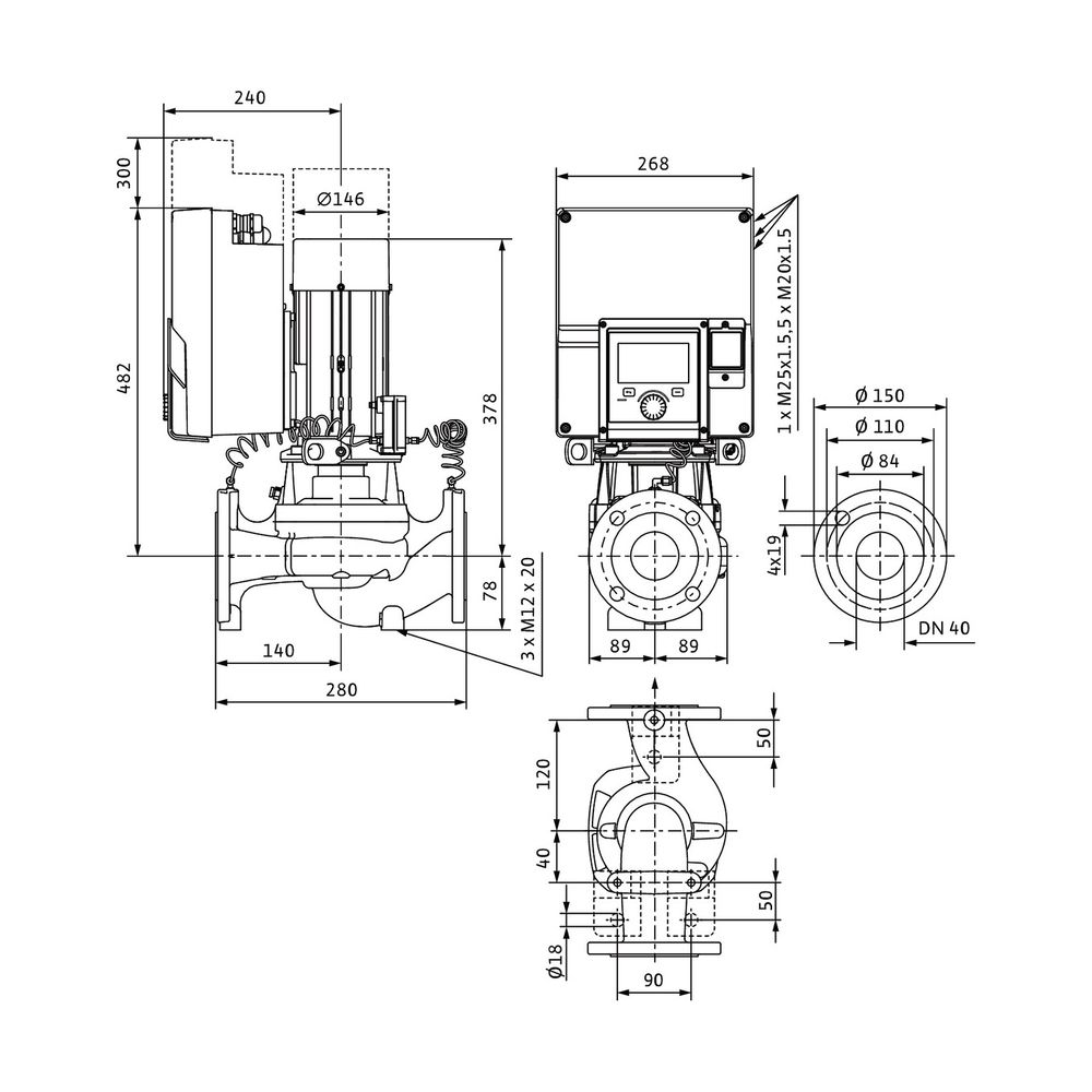 Wilo Trockenläufer-Hocheffizienz-Einzelpumpe Stratos GIGA2.0-I 40/1-23/1,5-R1-S1 DN40... WILO-2204911 4062679018416 (Abb. 2)