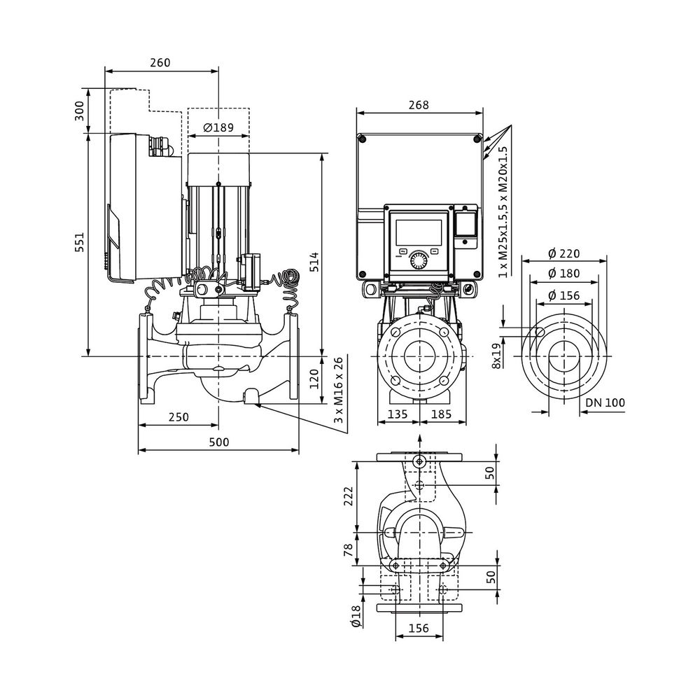 Wilo Trockenläufer-Hocheffizienz-Einzelpumpe Stratos GIGA2.0-I 100/1-9/3,0 DN100... WILO-2204775 4048482941455 (Abb. 2)