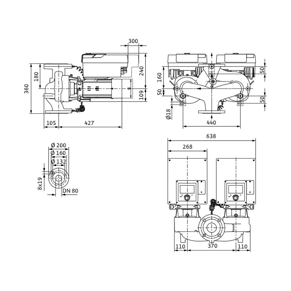 Wilo Trockenläufer-Hocheffizienz-Doppelpumpe Stratos GIGA2.0-D 80/1-24/3,0-R1-S1 DN80... WILO-2205825 4062679019253 (Abb. 2)