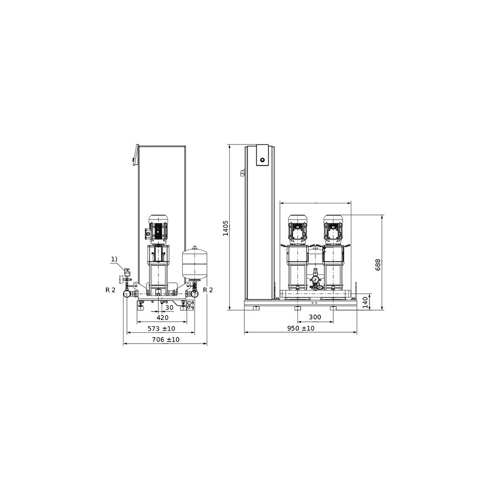 Wilo Mehrpumpenanlage SiBoost Smart FC2 Helix V603 550W... WILO-2536033 4048482224152 (Abb. 2)