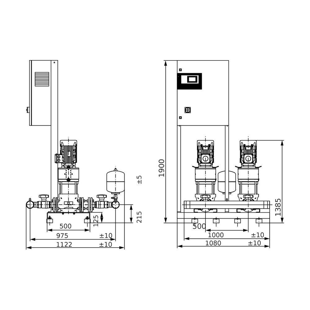 Wilo Mehrpumpenanlage Comfort COR-2 Helix V 2207/K/CC R 3"/R 3" 9kW... WILO-2530552 4048482041384 (Abb. 2)