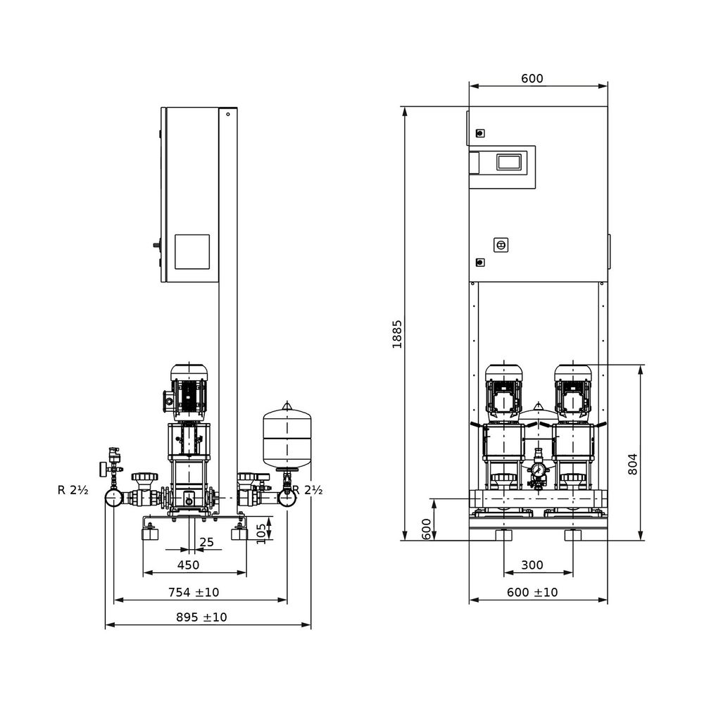 Wilo Mehrpumpenanlage Comfort COR-2 Helix V 1003/K/CC R 2 1/2" 1,1kW... WILO-2534161 4048482156101 (Abb. 2)