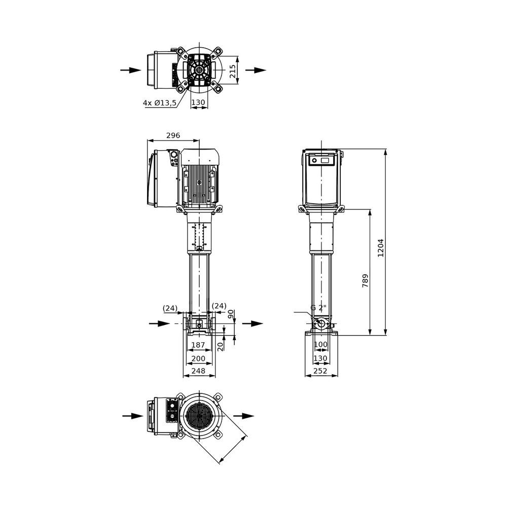 Wilo Hochdruck-Kreiselpumpe Helix VE 1606-1/16/E/KS/FF240, G 2" 7,5kW... WILO-4190747 4048482436234 (Abb. 2)