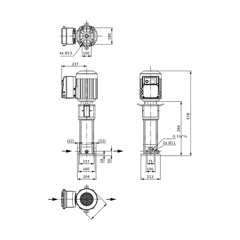 Wilo Hochdruck-Kreiselpumpe Helix VE 602-1/16/E/S G 1 1/4" 400V 750W... WILO-4201577 4048482593418 (Abb. 2)