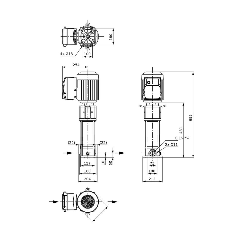 Wilo Hochdruck-Kreiselpumpe Helix VE 604-1/16/E/S G 1 1/4" 400V 1,5kW... WILO-4201581 4048482593456 (Abb. 2)