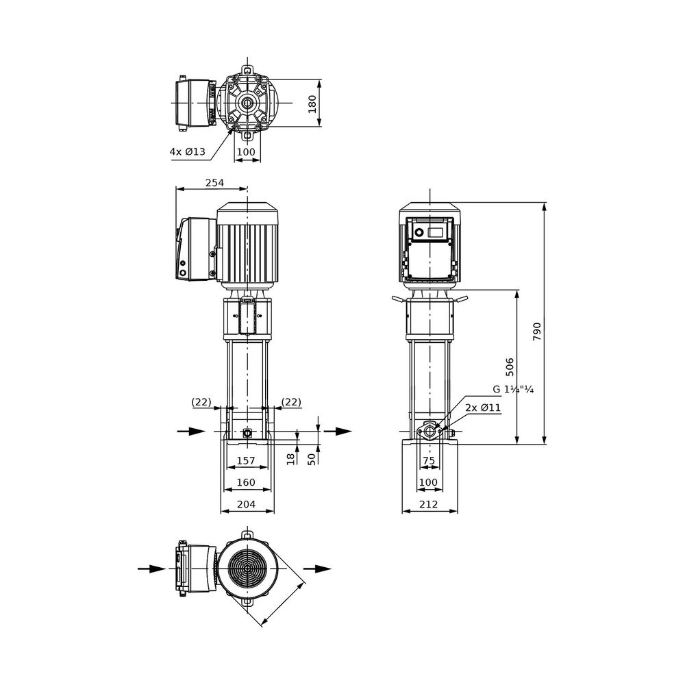 Wilo Hochdruck-Kreiselpumpe Helix VE 606-1/16/E/S G 1 1/4" 400V 2,2kW... WILO-4201583 4048482593470 (Abb. 2)