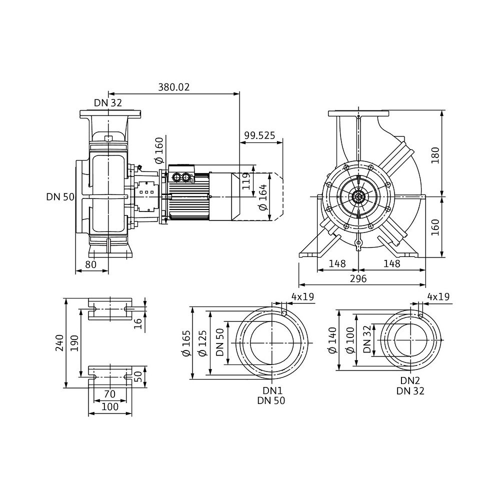 Wilo Trockenläufer-Blockpumpe Atmos GIGA-B 32/170.1-0,25/4 DN50 DN32... WILO-9139965 4062679002378 (Abb. 2)