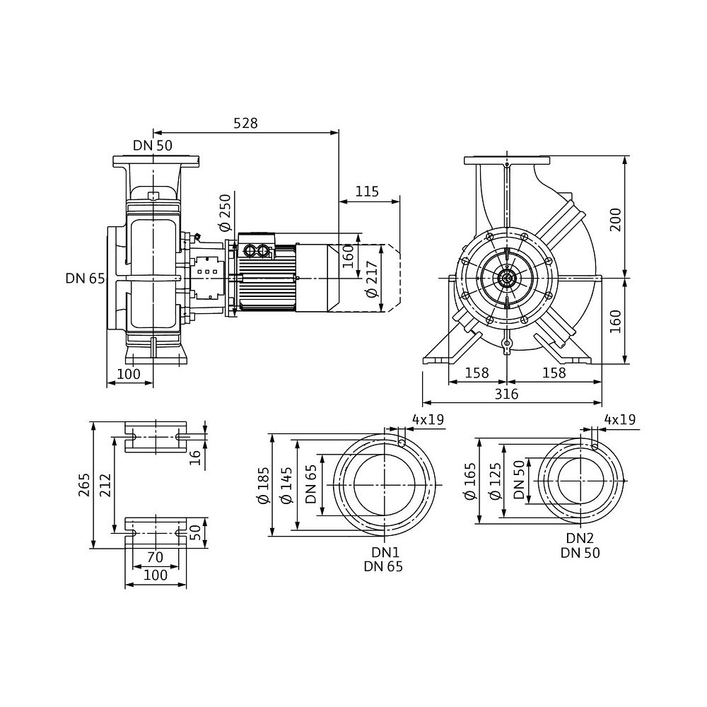 Wilo Trockenläufer-Blockpumpe Atmos GIGA-B 50/200-3/4 DN65 DN50 3kW... WILO-2213872 4062679165813 (Abb. 2)