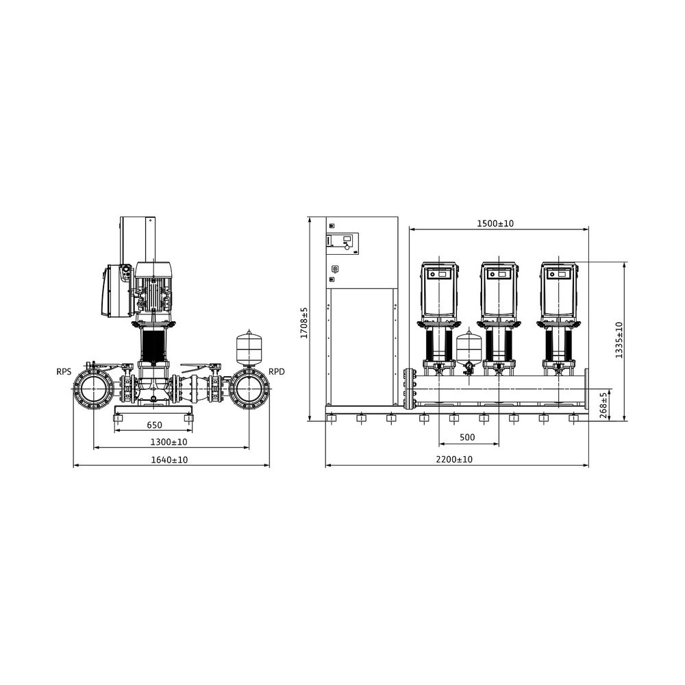 Wilo Comfort-Vario COR-3 Mehrpumpenanlage MVIE 7002/SCe, 11,0kW, 400V, DN 200, PN 16... WILO-2552084 4048482968407 (Abb. 2)