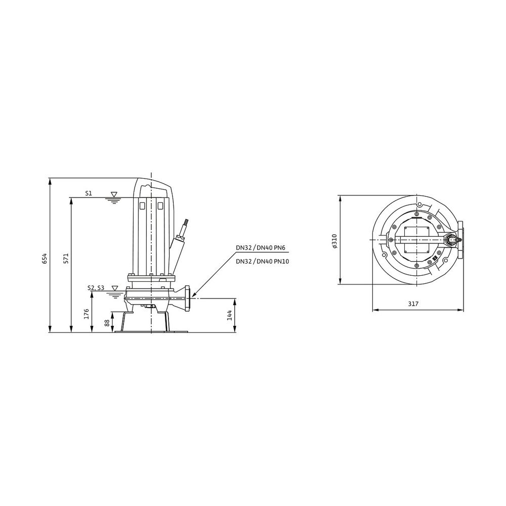 Wilo Rexa PRO Schneidwerkpumpe S03-224A/21T025X540/O, 400V, PN 6/10, DN 32/40, 2,5kW... WILO-6098426 4062679390352 (Abb. 2)