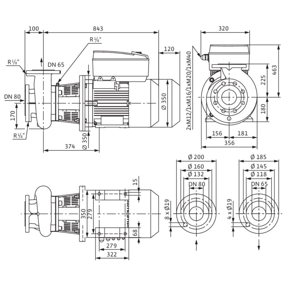 Wilo Trockenläufer-Energiespar-Einzelpumpe BL-E65/190-18, 5/2-R1, DN80/DN65, 18.5kW... WILO-2189989  (Abb. 3)