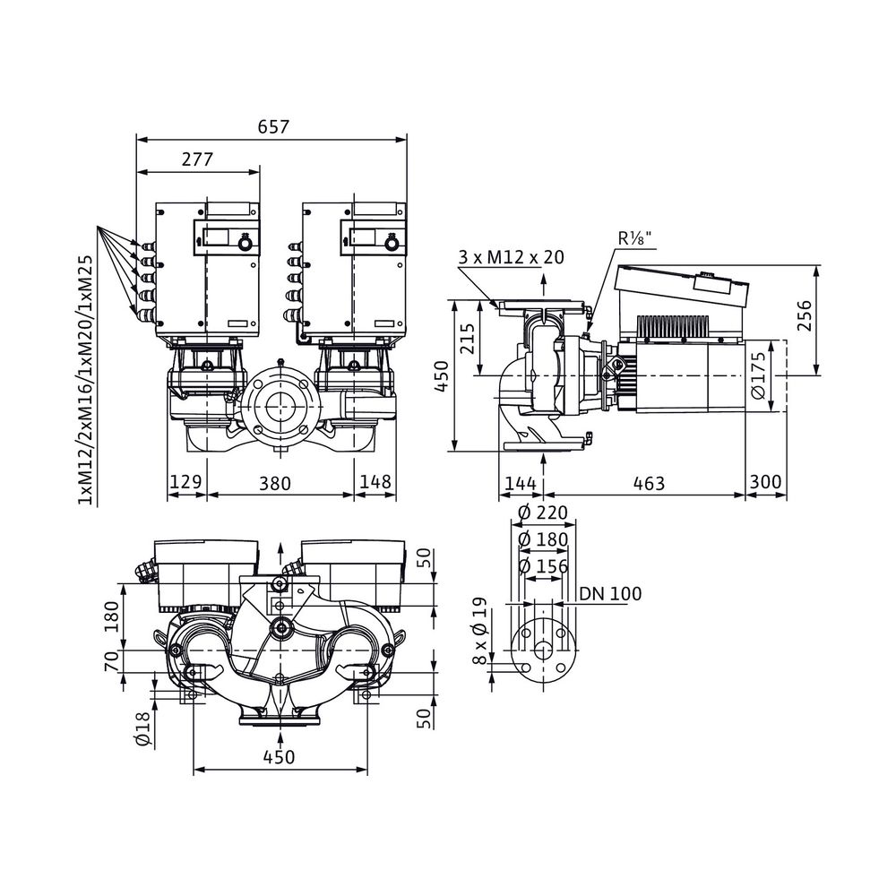 Wilo Trockenläufer-Hocheffizienz-Doppelpumpe Stratos GIGA-D 100/1-13/2,3-R1 DN100... WILO-2170303 4048482709031 (Abb. 2)