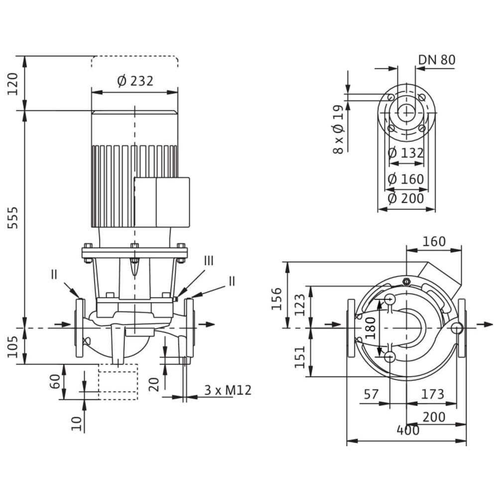 Wilo Trockenlaufer-Standard-Einzelpumpe IL 80/120-4/2, DN80, 3x400V ...