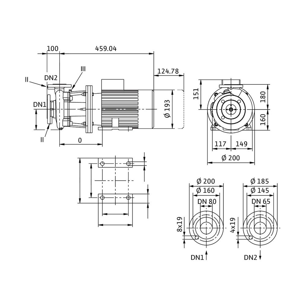 Wilo Trockenläufer-Blockpumpe Atmos GIGA-B 65/125-1,1/4 DN80 DN65... WILO-9132647 4048482803531 (Abb. 2)