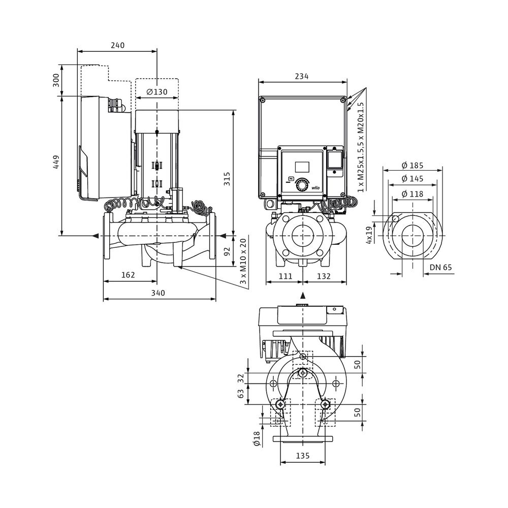 Wilo Trockenläufer-Hocheffizienz-Einzelpumpe Yonos GIGA2.0-I 65/1-6/0,75 DN65 700W... WILO-2204996 4062679106670 (Abb. 2)