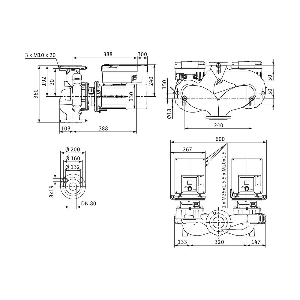 Wilo Trockenläufer-Hocheffizienz-Doppelpumpe Yonos GIGA2.0-D 80/1-8/1,5 DN80 1,5kW... WILO-2205888 4062679110158 (Abb. 2)