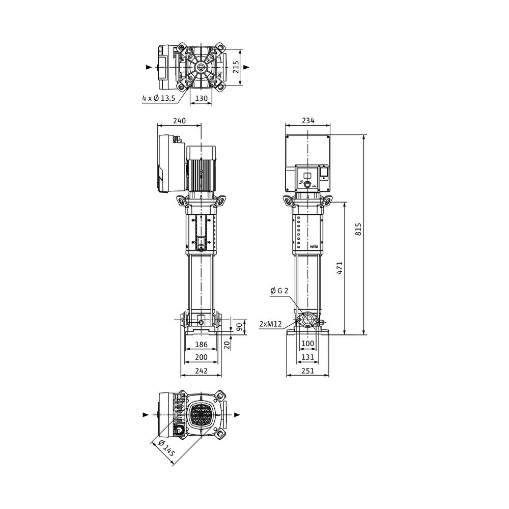 Wilo Helix2.0-VE Hochdruck-Kreiselpumpe 1603-3.0-1/16/E/S/3, G 2", 3kW, 400V, PN 16... WILO-4250832 4062679219103 (Abb. 2)
