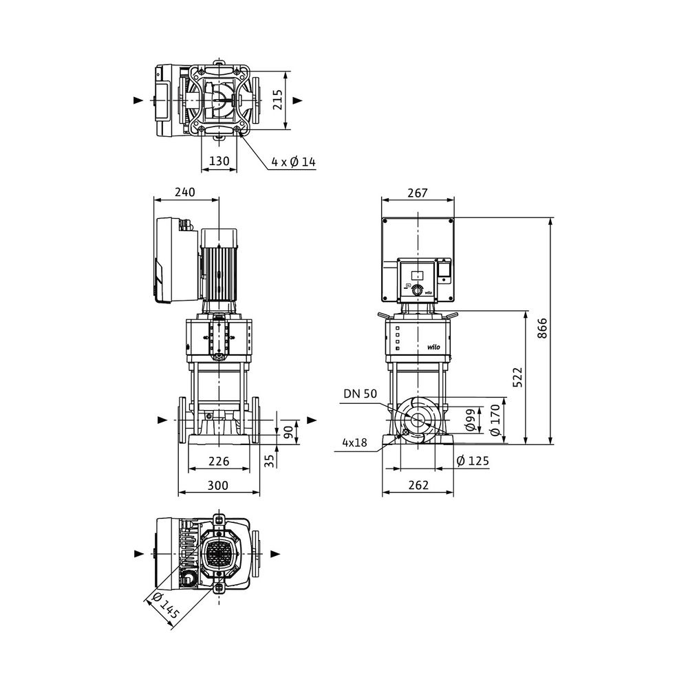 Wilo Helix2.0-VE Hochdruck-Kreiselpumpe 2201-1/16/E/KS/3, DN 50, 2,2kW, 400V, PN 16... WILO-4251135 4062679219196 (Abb. 2)