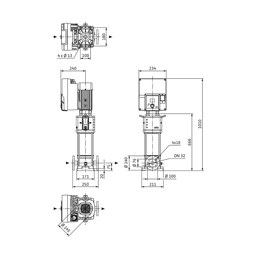 Wilo Helix2.0-VE Hochdruck-Kreiselpumpe 608-1/25/E/KS/3, DN 32, 3kW, 400V, PN 25... WILO-4250760 4062679218502 (Abb. 2)