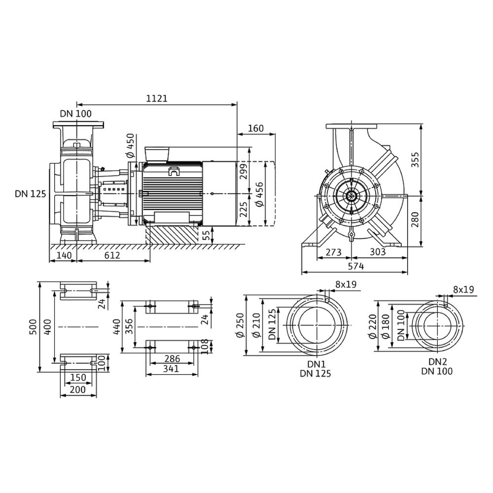 Wilo Atmos GIGA B Trockenläufer-Blockpumpe 100/380-37/4-P6, 400V, DN 125/100, PN 16, 37kW... WILO-9143361 4062679033716 (Abb. 2)