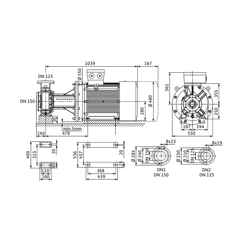 Wilo Trockenläufer-Blockpumpe Atmos GIGA-B 125/210-75/2-IE3 DN150... WILO-2160705 4048482630359 (Abb. 2)