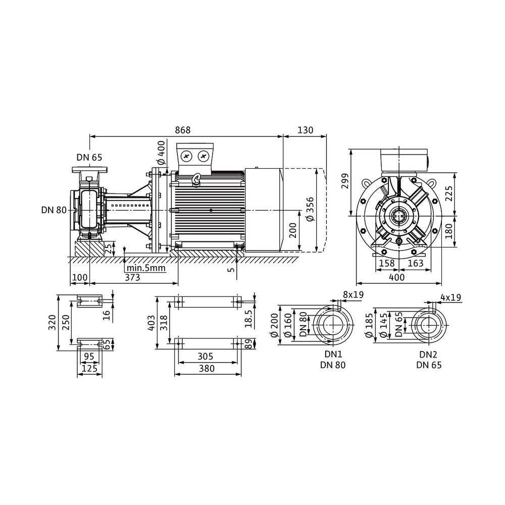 Wilo Atmos GIGA B Trockenläufer-Blockpumpe 65/200-30/2-S1, 400V, DN 80/65, PN 16, 30kW... WILO-2217098 4062679180939 (Abb. 2)