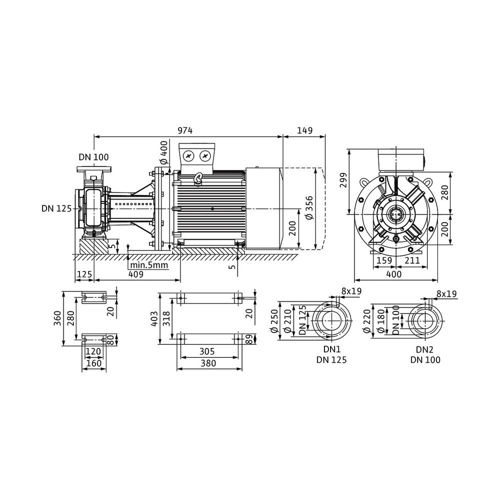 Wilo Trockenläufer-Blockpumpe Atmos GIGA-B 100/180-37/2 DN125 DN100... WILO-2214168 4062679172194 (Abb. 2)