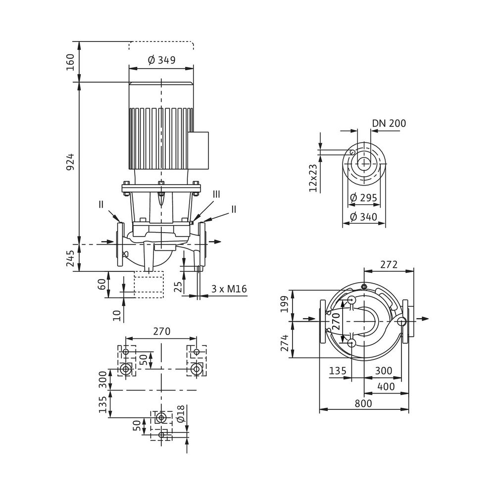 Wilo Atmos GIGA I Trockenläufer-Standard-Einzelpumpe 200/240-22/4, 400V, DN 200, PN 16, 2... WILO-2202363 4048482999562 (Abb. 2)